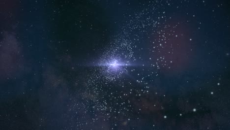 3d galaxy slowly drifting away with twinkling stars in deep space, 4k animation