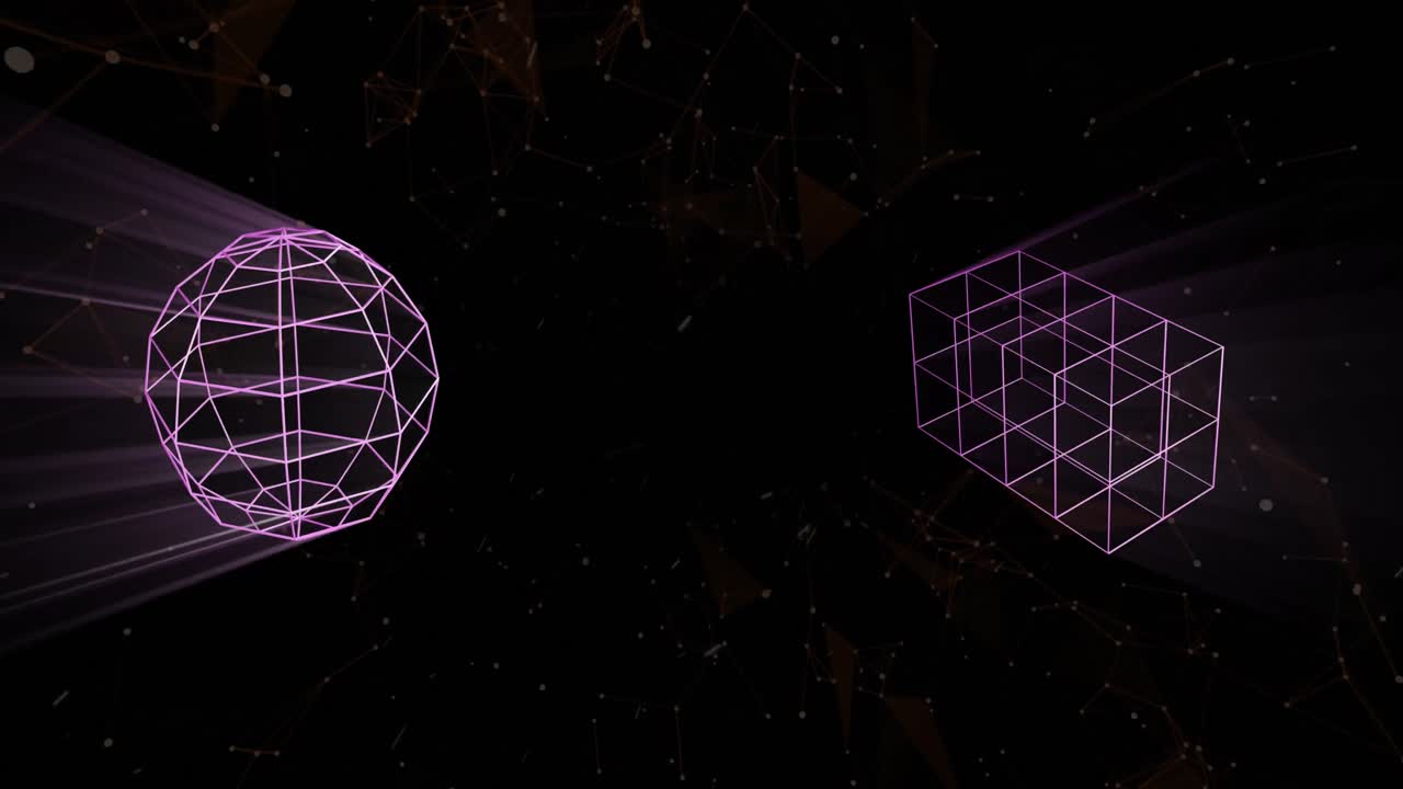 animación de formas rosadas en 3d sobre un fondo negro