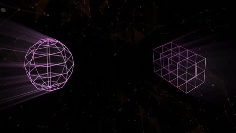 animación de formas rosadas en 3d sobre un fondo negro