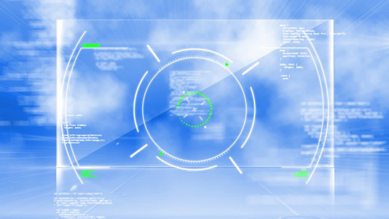 블루 스크린을 통해 연결 네트워크와 함께 범위 스캐닝의 애니메이션