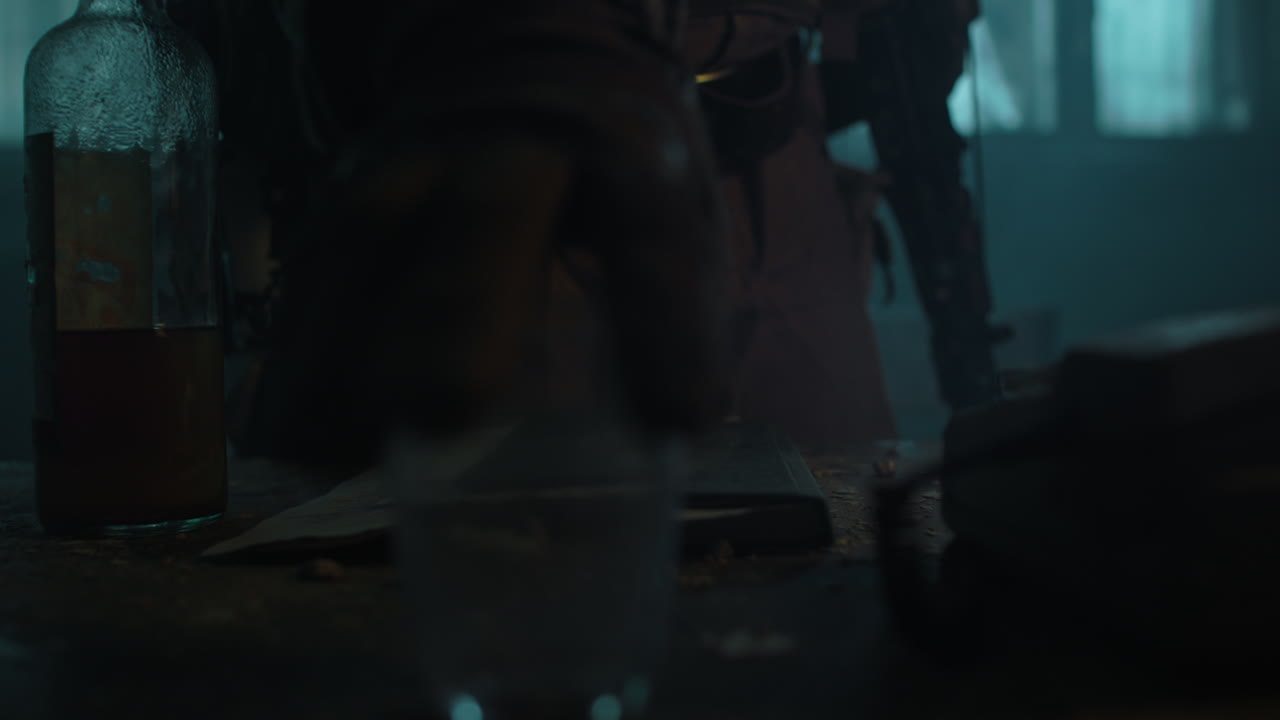 Abandoned Room Scene with Military Personnel