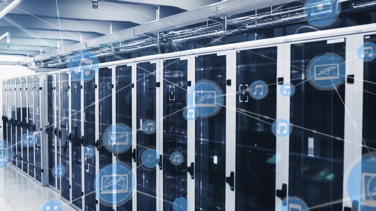 Animation of networks of connections over server room