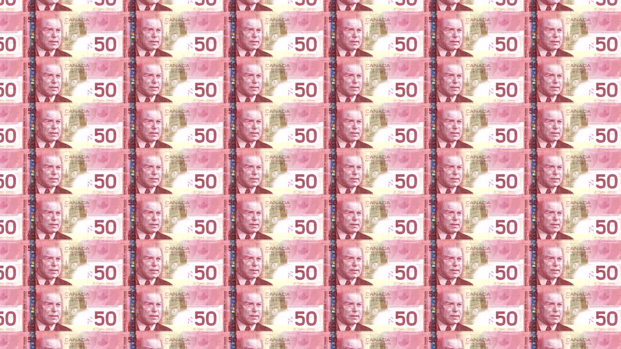 50 캐나다 달러 통화 지폐 루프 인쇄기