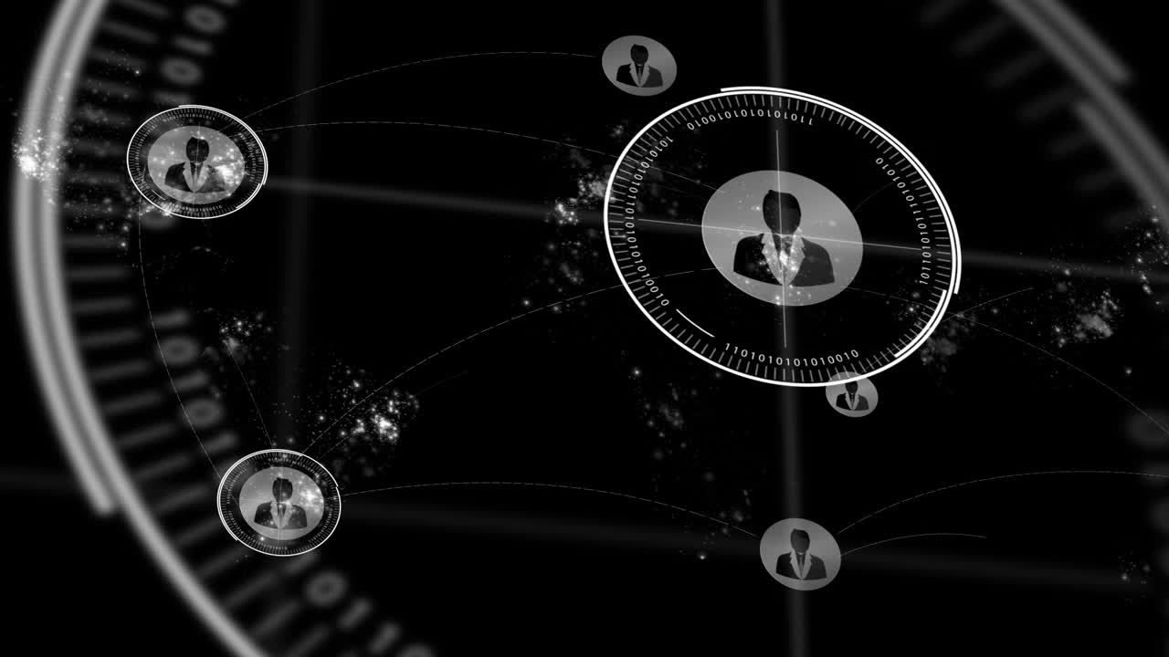 animación de la red de conexiones con enlaces e iconos de personas