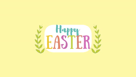 animated closeup happy easter text on yellow background 2