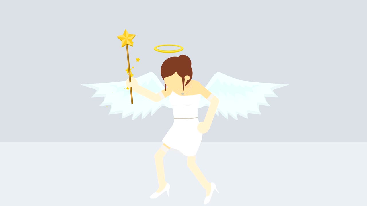 Cute angel illustration. Love & peace. Business character. Cosplay. Abstract loop animation.