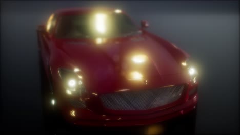 luxury sport car in dark studio with bright lights