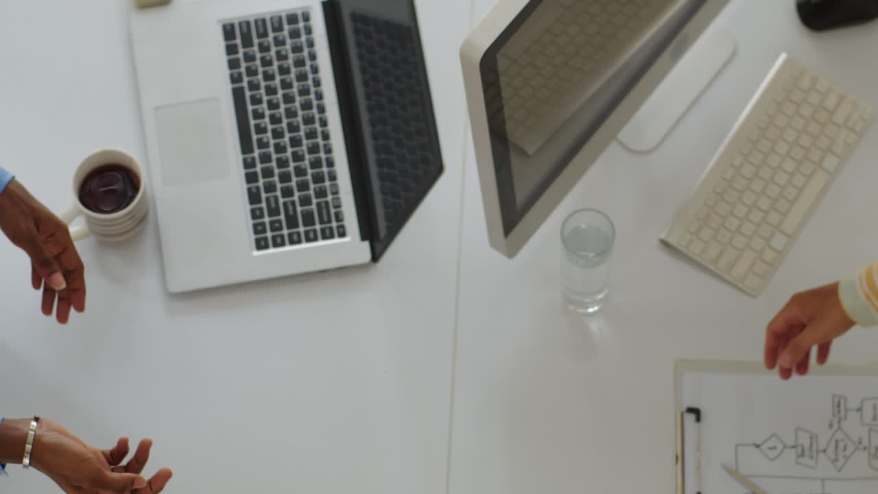 Unrecognizable Business Partners Giving Handshake Top View