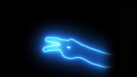 neonlight bluecolored hand signs scissors.  4k