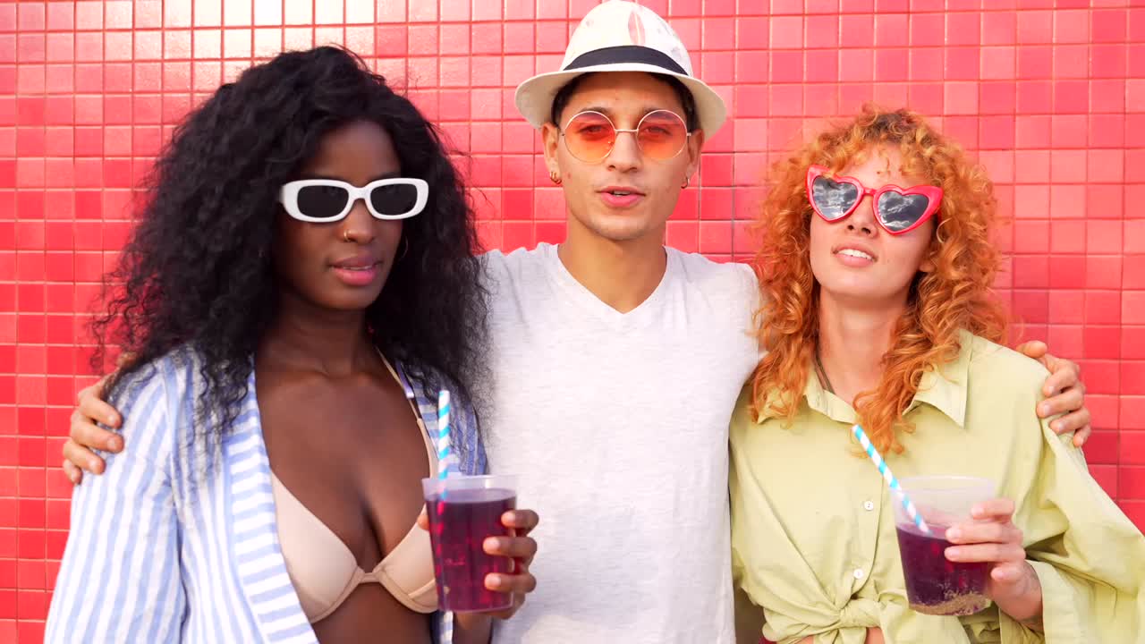 Group of young adults having fun in the summer