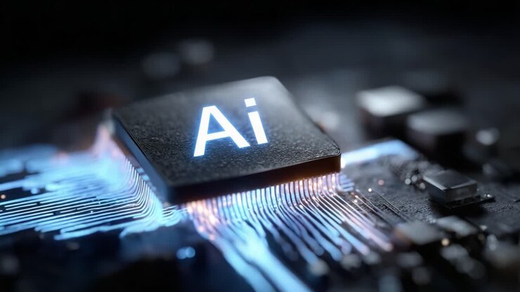 Esplorando i dettagli intricati di un microchip IA: una vista ravvicinata di un componente tecnologico all'avanguardia nell'informatica moderna e nello sviluppo dell'intelligenza artificiale