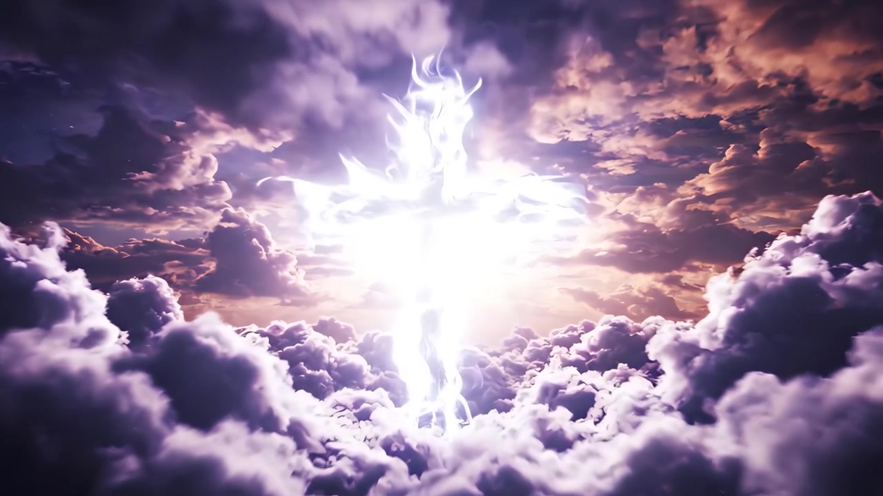 Cruz Cristiana con Luz Celestial, Fondo de Adoración 4K
