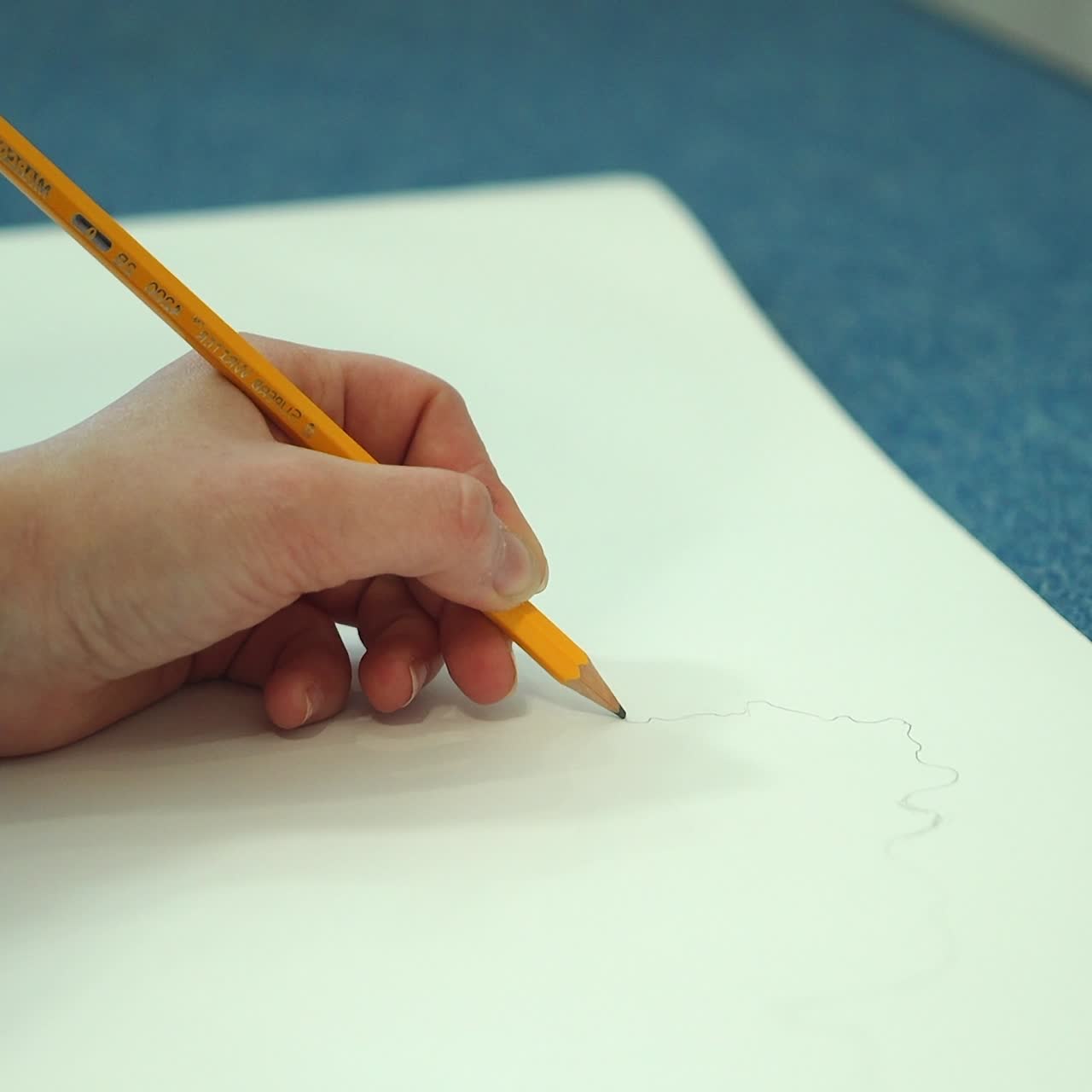 Young woman learns to draw. Artist drawing with pencil.
