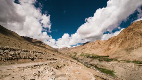 clouds and shadows moving over leh valley in the indian himalayas, ladakh