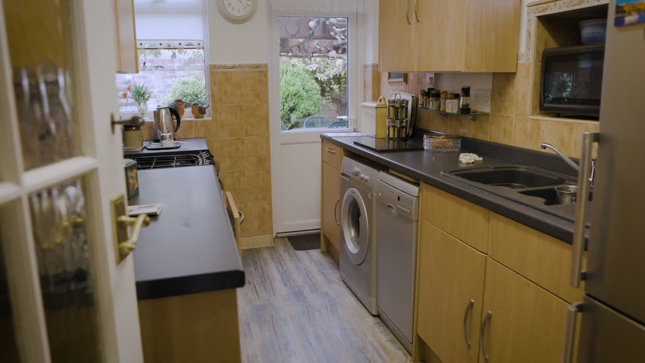A view of a well lit kitchen