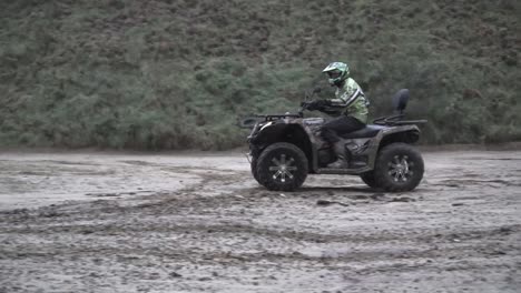 Man-ride-a-bike-on-dirty-offroad-,autumn