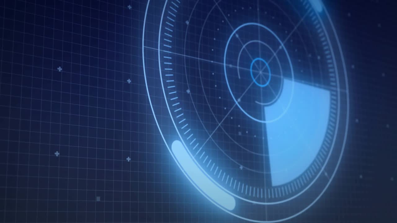 On sweep start holo HUD rotating dial and sweeping wedge lighting map hotspots monitoring data