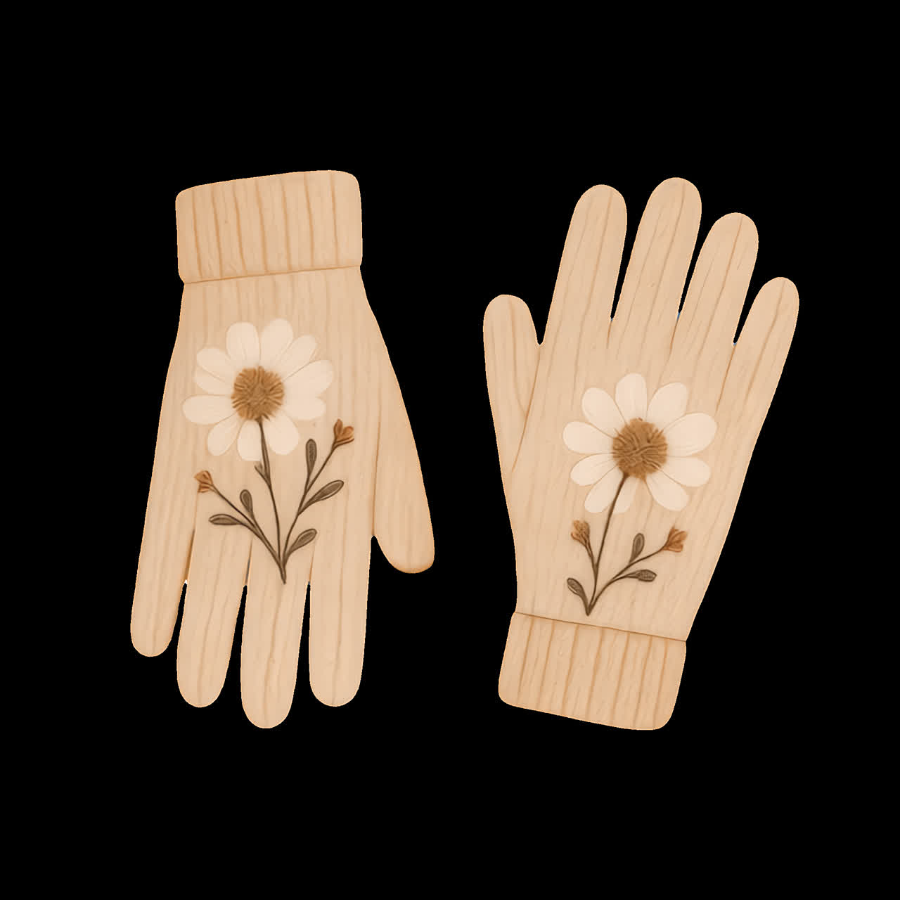 Gloves with Daisy Design