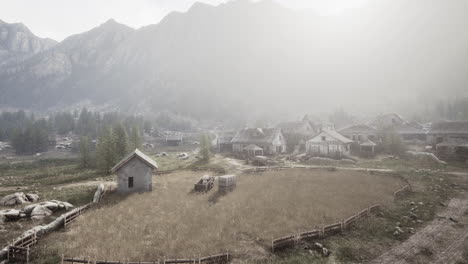 aerial view of swiss mountain village