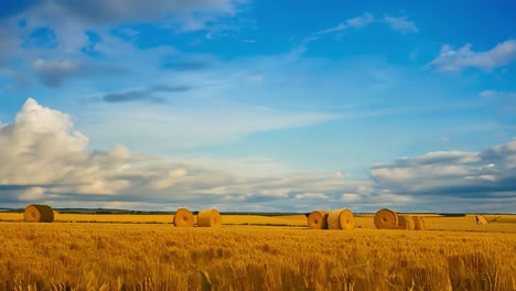 balas de heno en un campo dorado