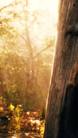 sunlight filtering through the trees in a forest