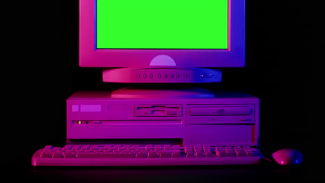 retro desktop computer with green screen monitor
