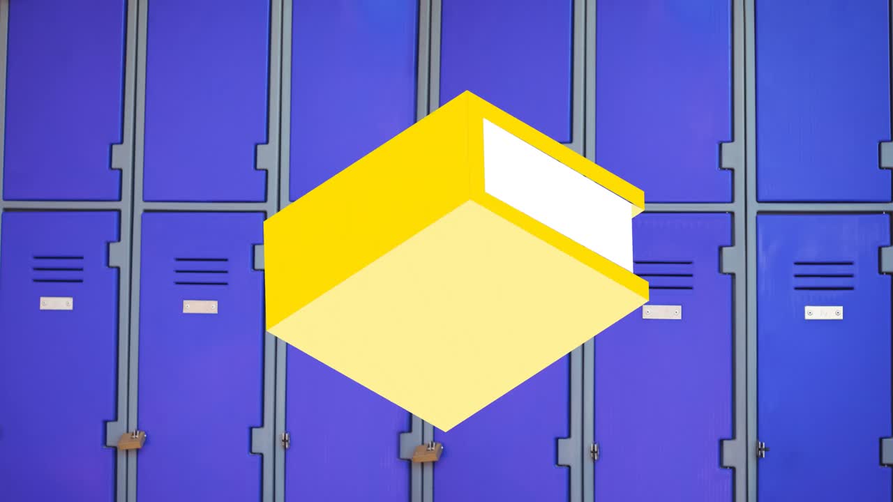 animación de los iconos de los artículos escolares que se mueven sobre el armario