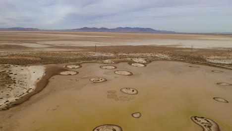 Patrones-Extraños-En-Forma-De-Anillo-En-Willcox-Playa,-Drone-Hacia-Atrás