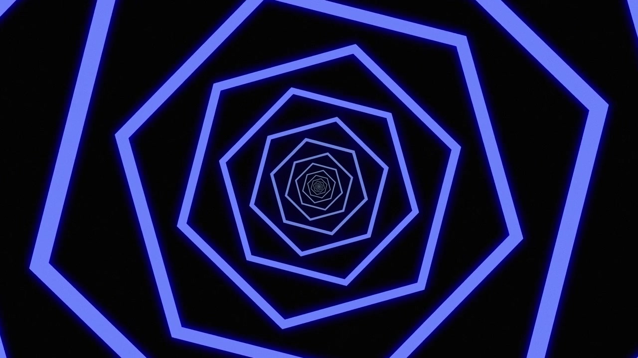 Tunnel astratto di esagoni blu luminosi che avanzano
