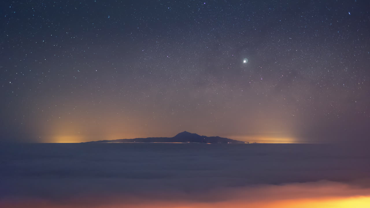 테이데 국립공원, 테네리페, 카나리아 제도, 스페인에 있는 달의 시간 경과