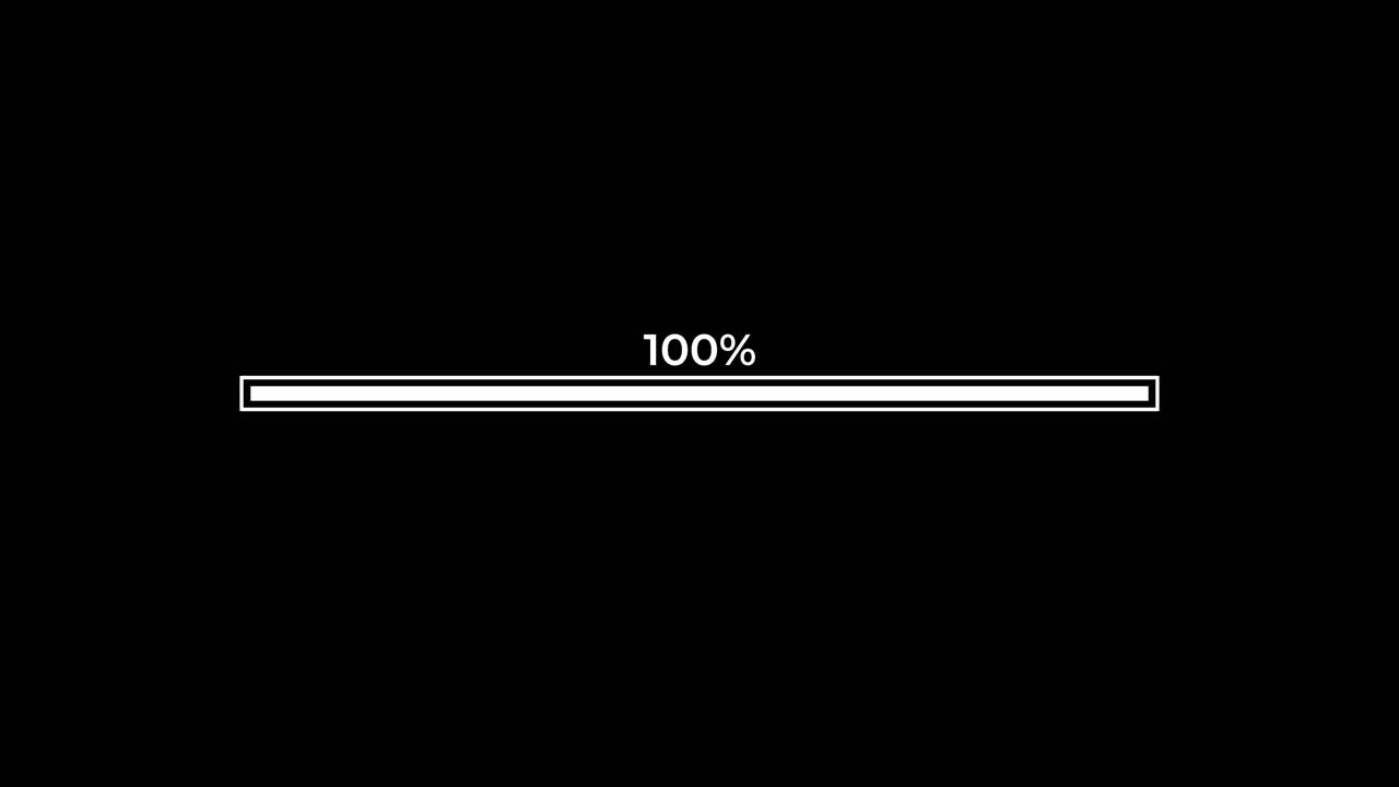 Digital Loading Progress Bar Animation on Black Background
