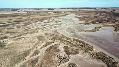 descending drone footage of where tyrell creek enters lake tyrell, in north-west victoria, may 2021