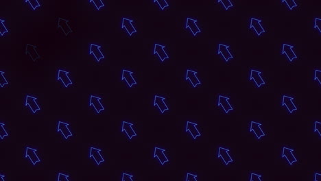 Abstract blue arrows scattered across a black backdrop, each pointing in various directions, creating a visually dynamic and striking geometric pattern