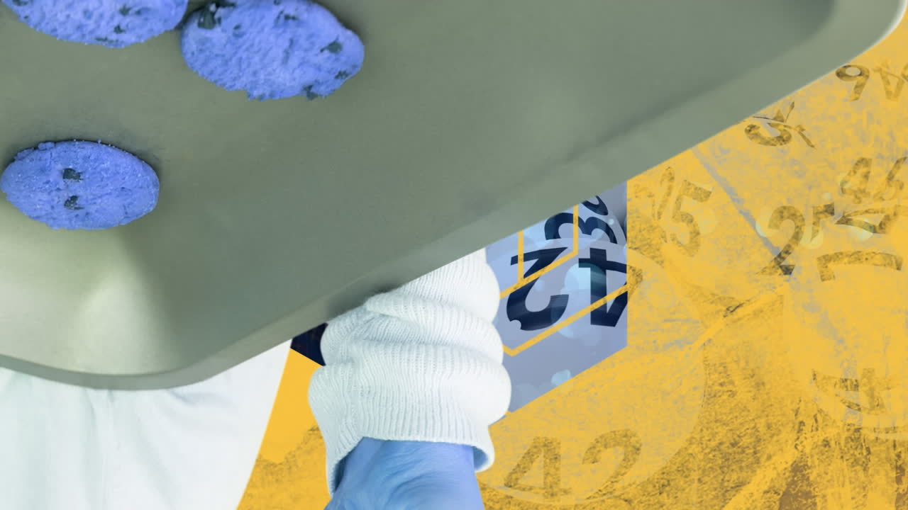 Animation of tray and clothes over lottery bills