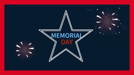 happy memorial day lettering in star with fireworks