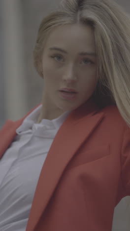 woman in red blazer