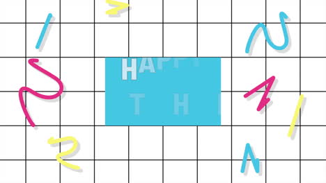 colorful birthday card with geometric shapes and happy birthday message