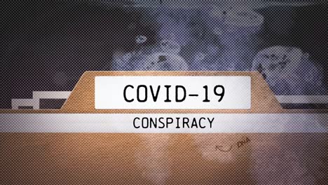 animación de texto de conspiración de covid 19 en todo el mundo