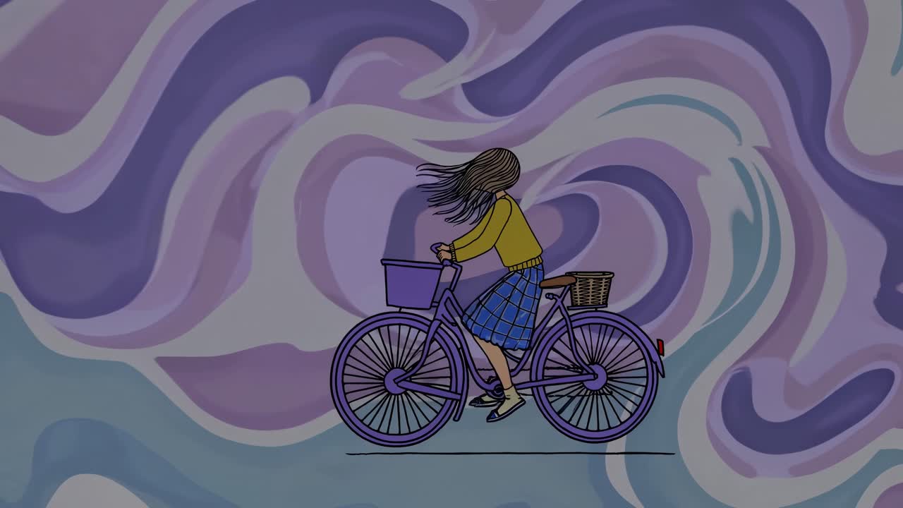 Una chica en bicicleta.