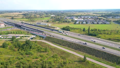 Aerial-top-view-of-highway-junction-interchange-road