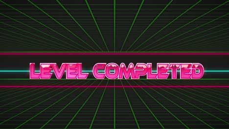 animation of level completed text over colourful grids