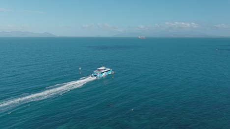 aerial view of a ferry at sea