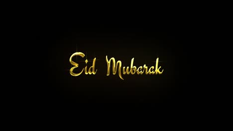 eid mubarak golden 3d testo di saluto con particelle ed effetti di luce