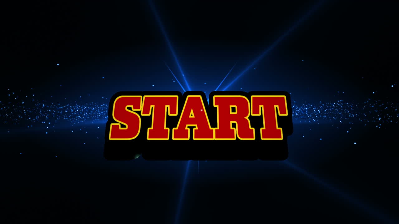 Animation of start text and spots on black background