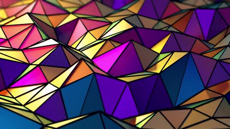 abstract stylized floating rainbow shimmering triangles in a wavy motion