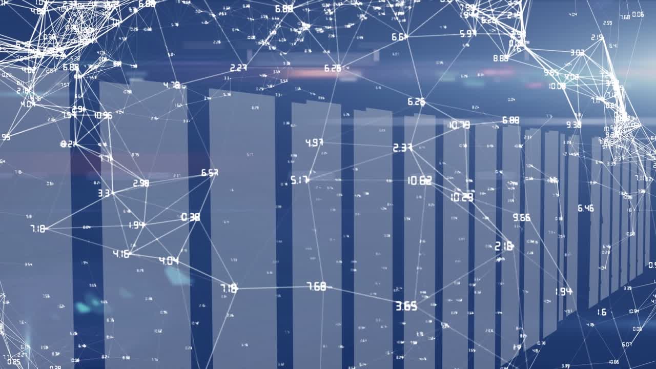 Animation of icons over network of connections on sky
