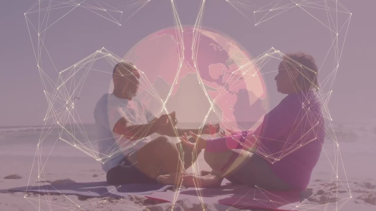 해변에서 노인 아프리카계 미국인 부부