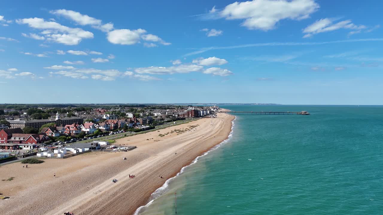 Deal beach Kent UK drone,aerial summers day 4K footage