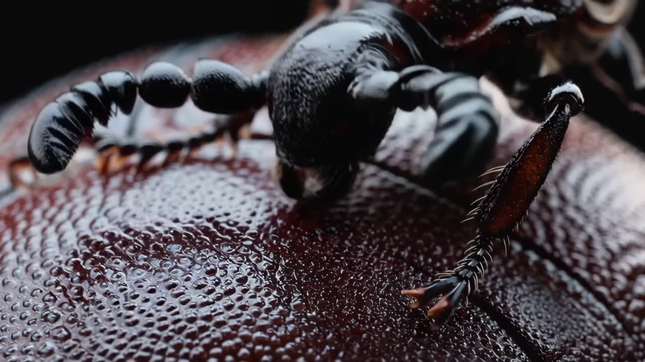 Macro Shot of a Dark Insect's Body