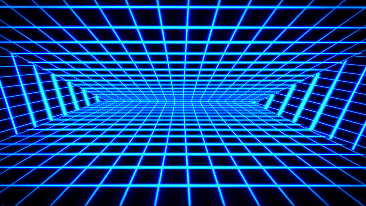 el fondo de la cuadrícula de ondas sintéticas retro-futuristas de los años 80. el fondo futurista de bucle sin costuras.